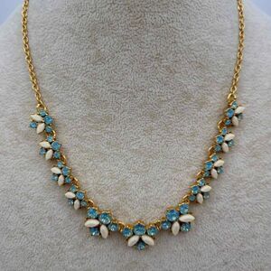 J Crew Delicate blue white gold tone necklace NWOT!